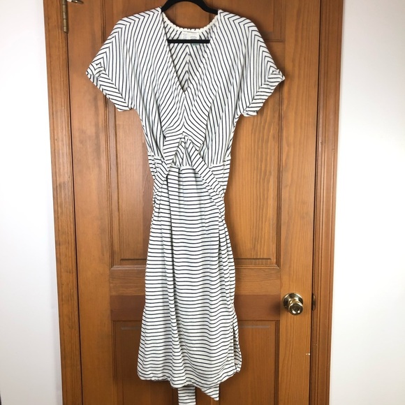Anthropologie Short Sleeve Terry Stripe Midi Dress - Picture 2 of 10